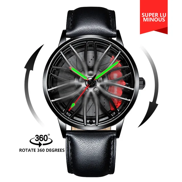 2022 Watch for Men Unique Custom Design Real 3D Car Wheel Watch Fashion Waterproof Sport Watch Men Rim Hub Watch Quartz Watch 
