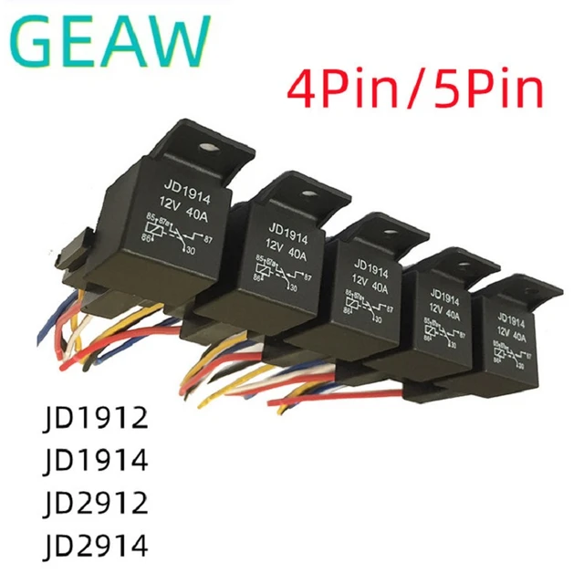 Waterproof Automotive Relay 12V 24V 4pin 5pin 4P 5P 40A Car Relay With  Black Red Copper