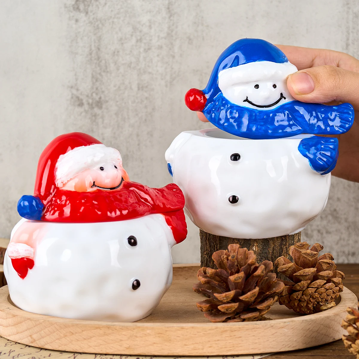 Christma Snowman Jar Silicone Mold with Lid DIY Scented Candle Cup Plaster Resin Molds 3D Storage Box Ornaments Craft Gift Tools