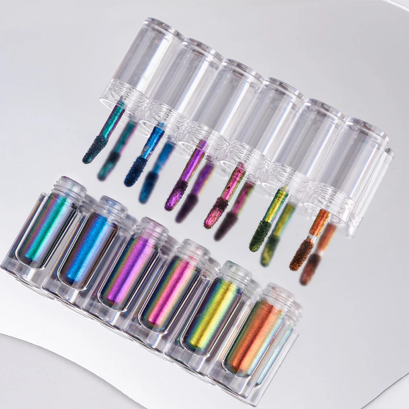 Nail decoration HNDO small tube liquid type mirror chrome powder with brush inside for professional nail art decor manicure nail glitter pigment