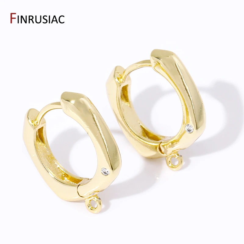 DIY Women Earring Making Accessories 14K Gold Plated Brass Zircon Fastener Earwire Fixtures Hooks Clasp For Earring Findings