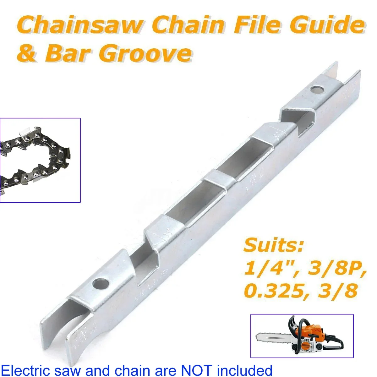 Chainsaw Drive Sprocket Silver Chainsaw Chain Depth Gauge Guide Bar Groove For 1/4" 3/8" P 0.325" Chain Saw