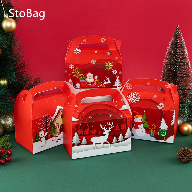 

StoBag рождественские конфеты Choclolat, упаковочная бумага, красная коробка, украшение для детской вечеринки, для дома, встреч, закусок, печенье, новогодние пожелания