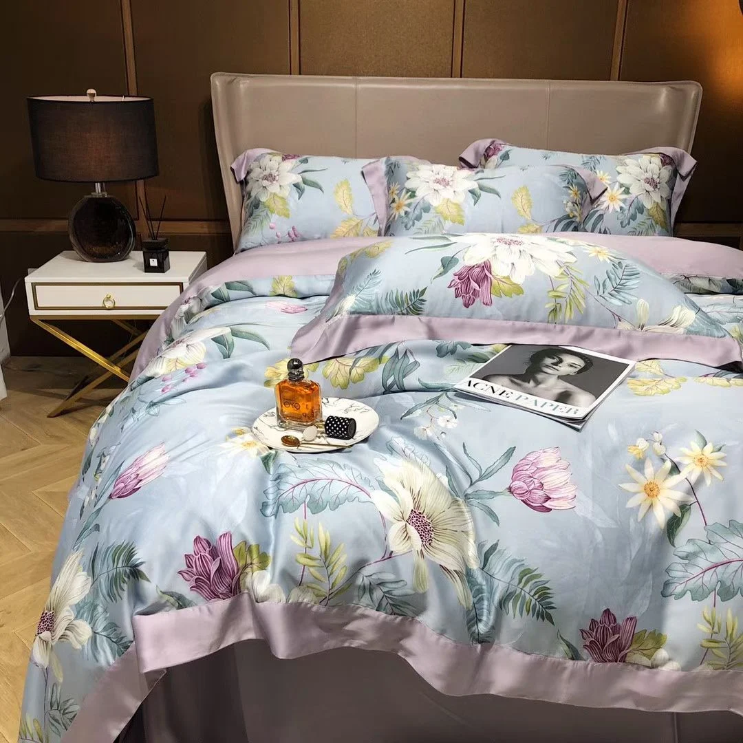 

2024 New Luxury Flower Floral Design lyocell 60s Home Bedding Set