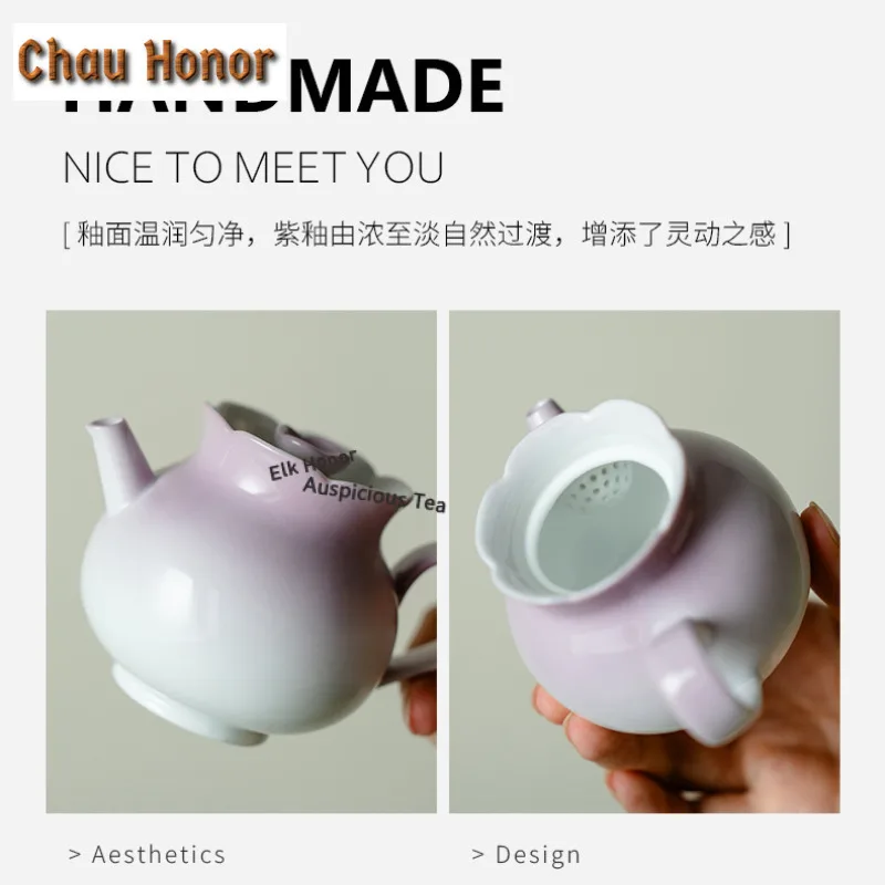 Gradient Purple Ceramic Travel Tea Set Kit Retro 1 Pot 1 Cups Tea Maker Organizer Portable Picnic Handbag for Tea Supplies Gift