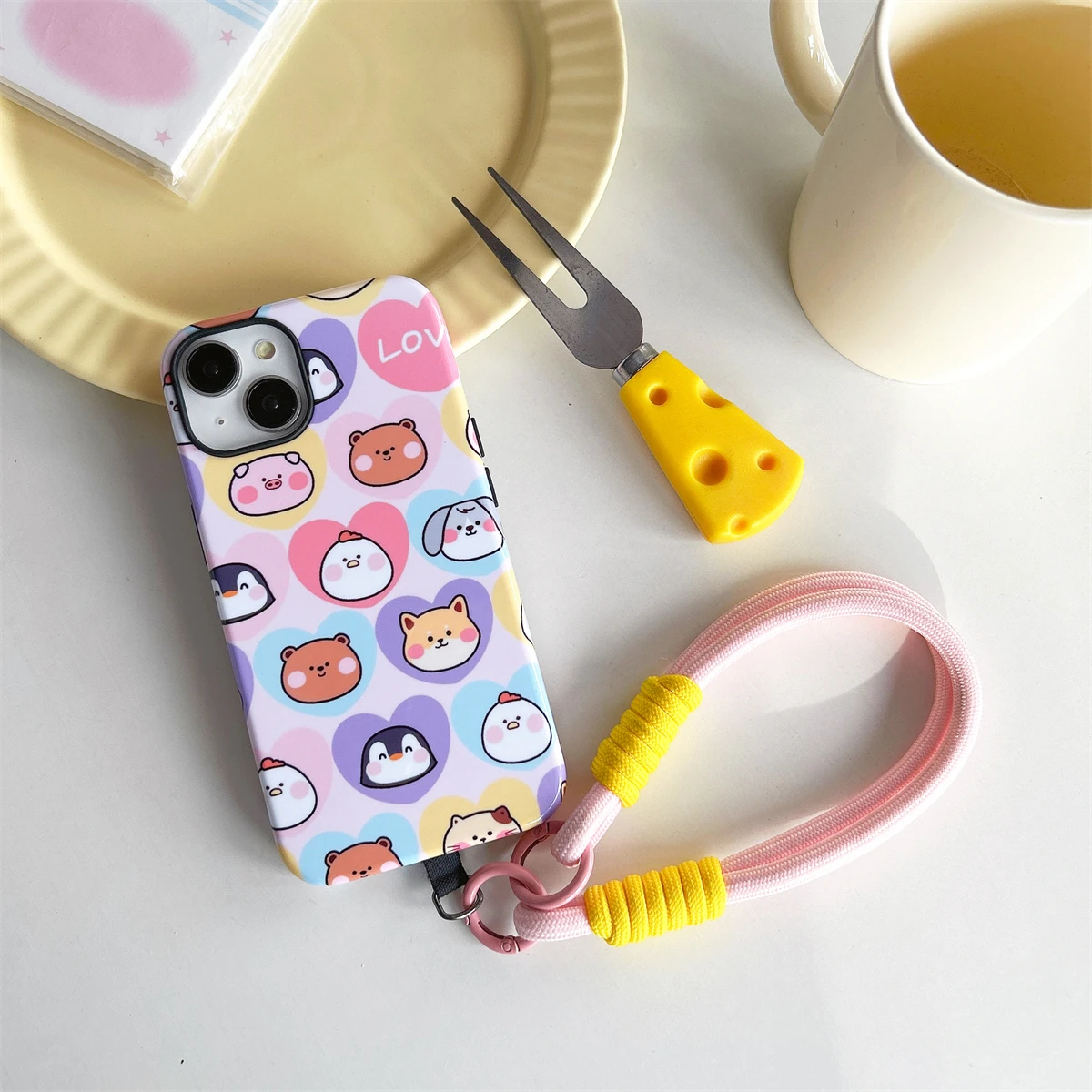 Cute cartoon animals intInclusive Phone Case Two-In-One Film Protective Shell For iPhone 15 14 13 12 11 Pro Max Plus Mini
