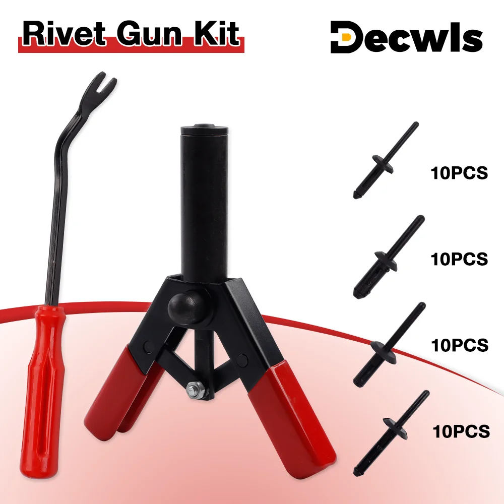 Plastic Rivet Gun Kit, Plastic Rivets, Optional Rivet Removal Tool, Blind Gun, For Installing Removing Auto Door Interiors