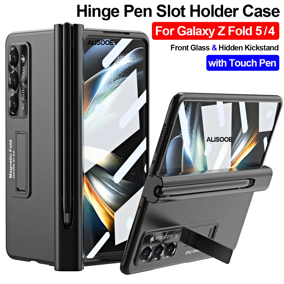 

Чехол с петлями для ручек для Samsung Z Fold 5 4, чехол с петлями, держатель для ручек, стекло для переднего экрана, жесткий чехол из поликарбоната для Galaxy Z Fold 4 5 5G