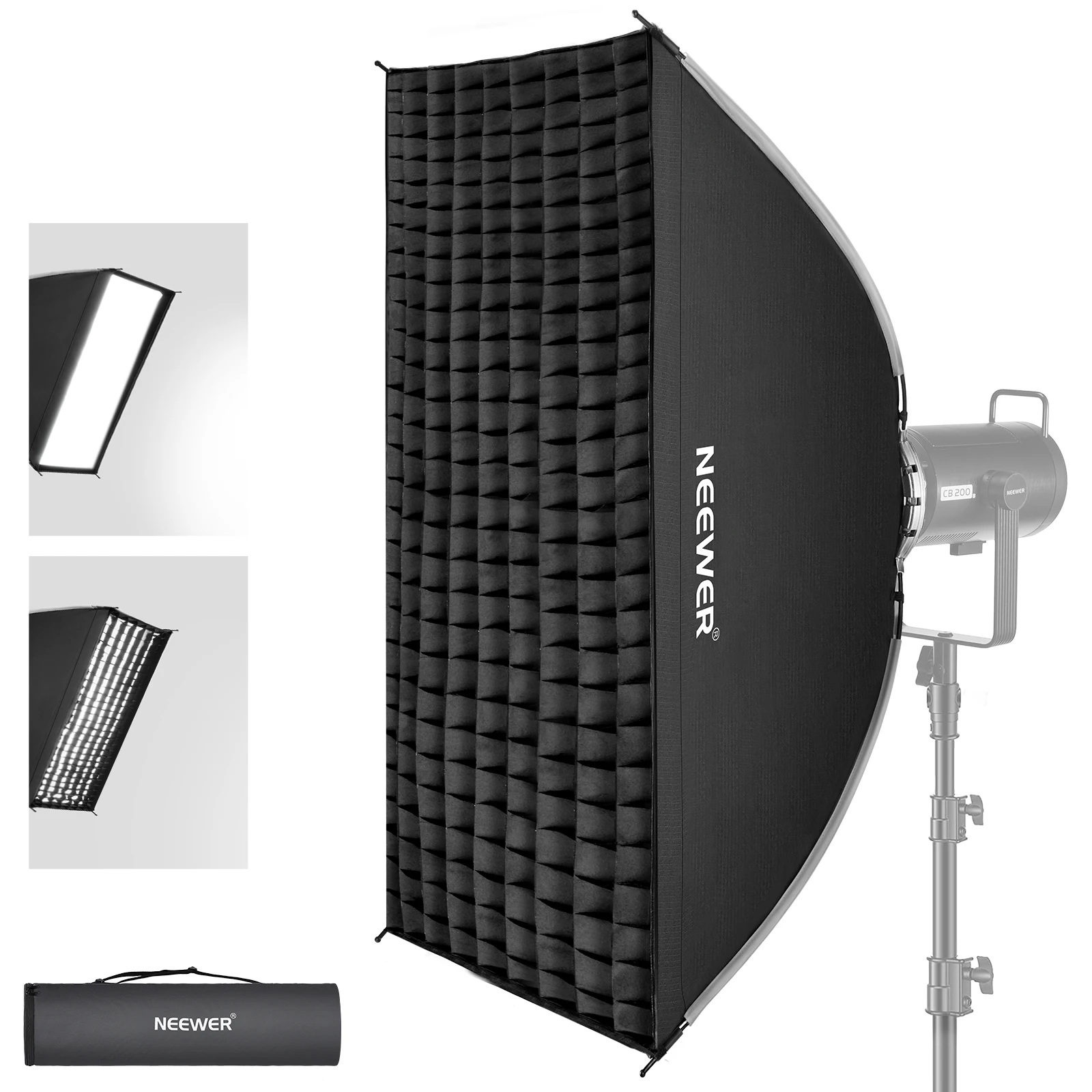 

NEEWER Rectangular Softbox Quick Set up Quick Folding, with Diffusers/Beam Grid/Bag, Compatible with Aputure 120d Godox SL60w