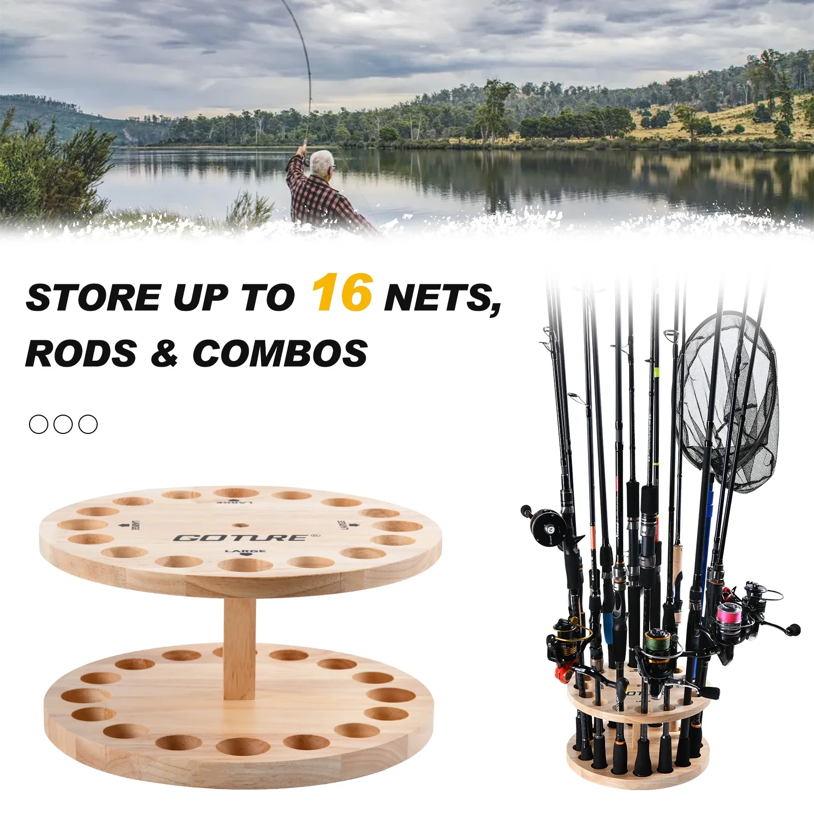 Goture 16 Vertical Fishing Rod Holders Rack Vertical Rod Support