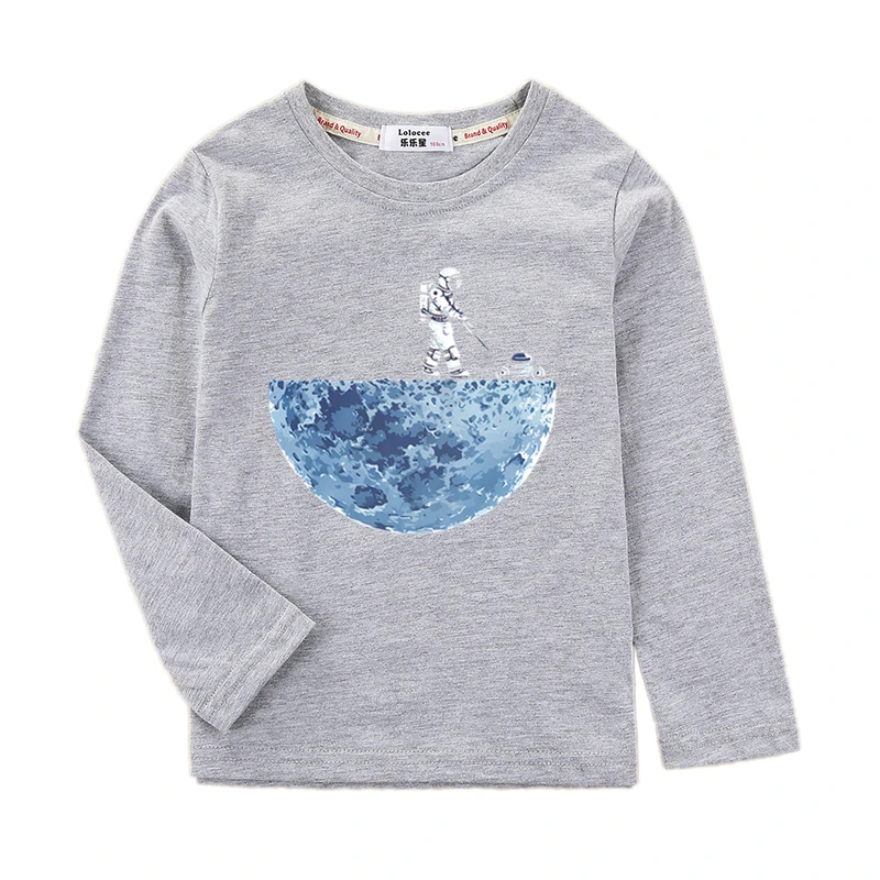 thumbnail image 1 of Camisa de manga larga para niños, camiseta divertida de astronauta, ropa de algodón para primavera y otoño, camisetas de moda para niños astronautas, 1 of 5
