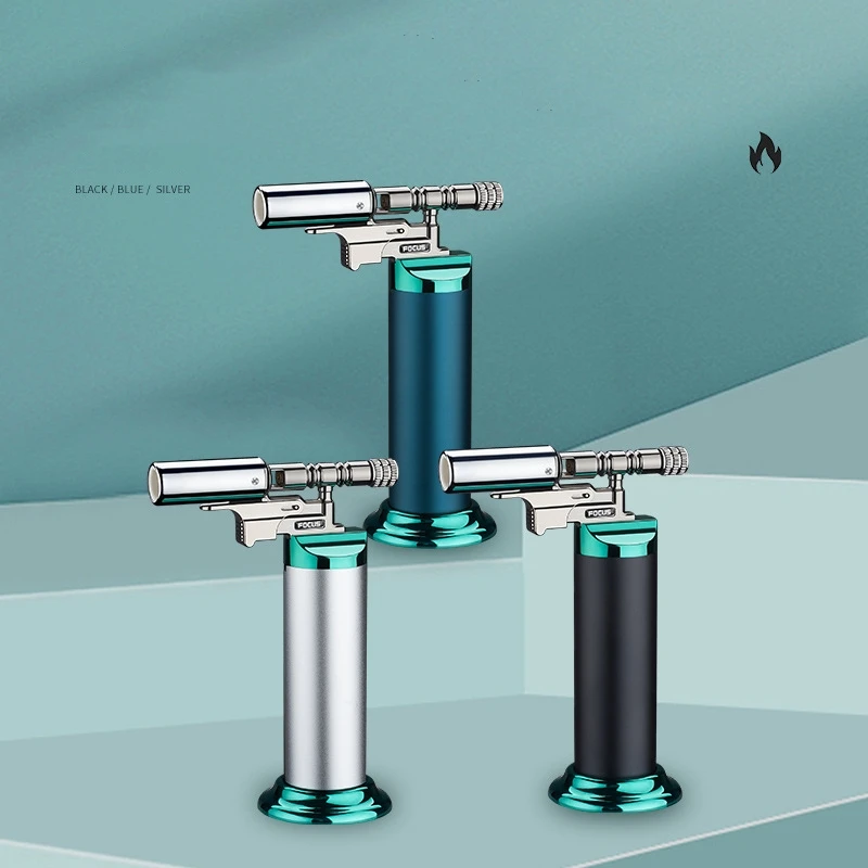 Gas Lighter Torch Lighter High Powerful Windproof Blue Flame Jet Torch Gas Lighter Outdoor Camping Barbecue Cooking Kitchen Butane Refillable Spray Gun