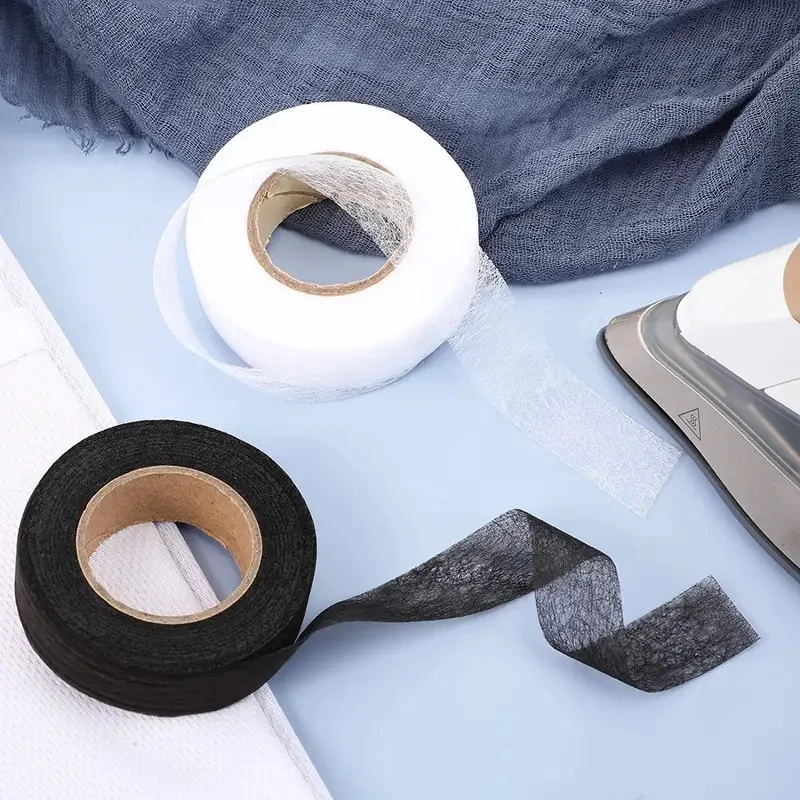 Adhesive Interlining Fabric 64 Meters Black White Double-sided Iron on Hem Tape Interlining Web DIY Sewing Accessories
