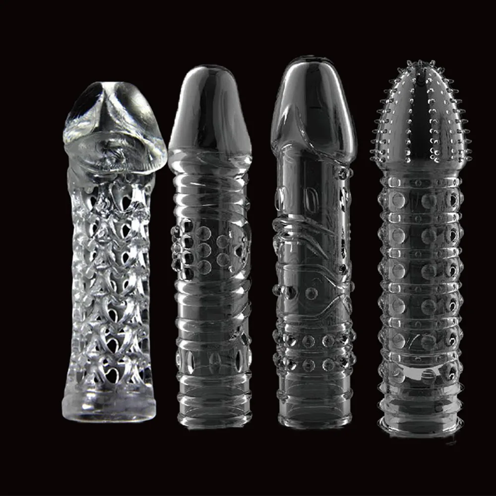 Sex Toys 4pc Reusable Clit Massager Extensions Penis Sleeve Enlargement Delay Spray Comdom Cock Ring Vibrator Cover Adult Sex Toy
