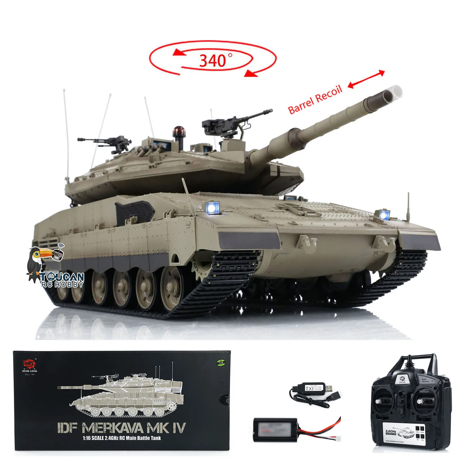 헝롱 1/16 RC 전투 탱크 IDF 메르카바 MK IV 3958 TK7.0 터렛 360 ° 소년을 위한 회전 터카안 플라스틱 차량 모델 장난감