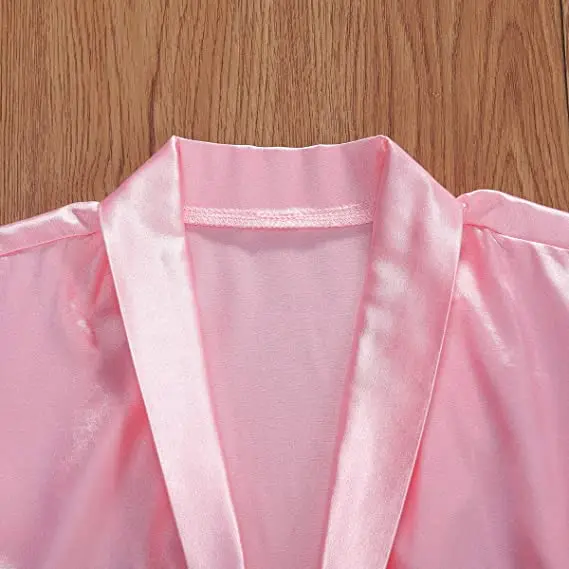 Baby Pajama Set Baby Girl Solid Color Pajamas Silk Satin Gown Sleepwear Plain Kimono Robe Toddler Kids Nightwear Outfit