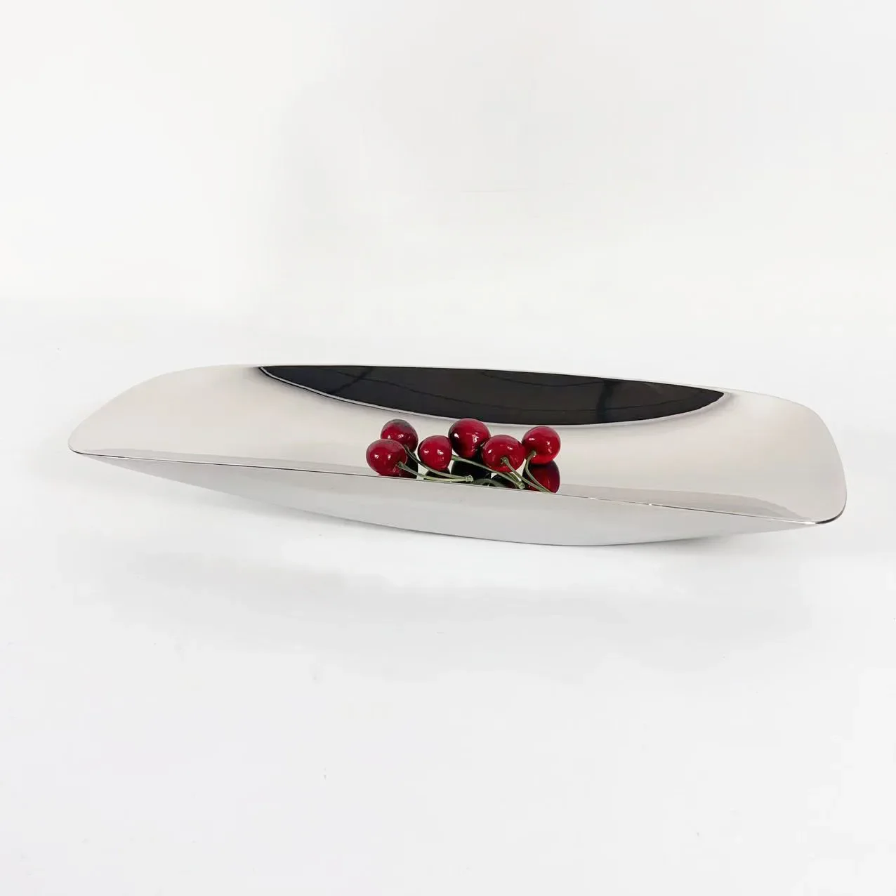 Nordic style light luxury rectangular stainless steel fruit plate simple creative coffee table modern dried fruit plate ornament 3