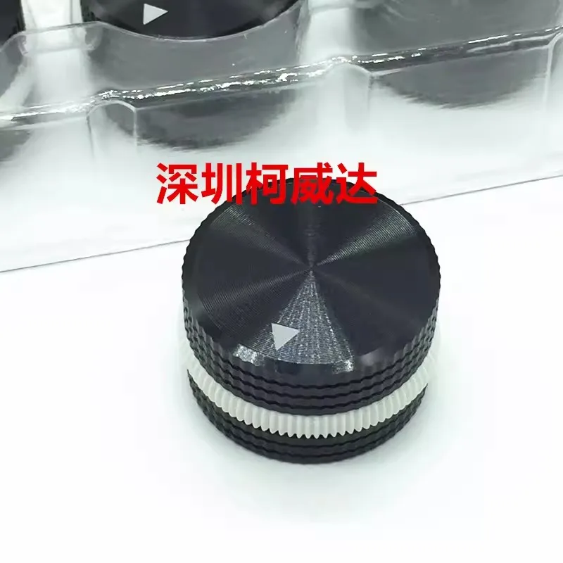 우아한 모든 알루미늄 솔리드 코어 노브, 볼륨 전위차계 노브, 그루브 및 고무 링 포함, 25 × 15mm 내부 구멍 6mm, 5 개/로트