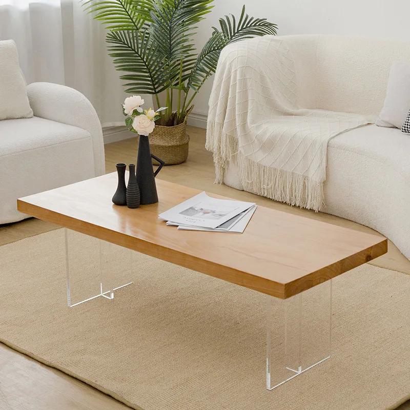 

Nordic solid wood rectangular tea with a few small living rooms, tatami low tables, acrylic suspended tea tables