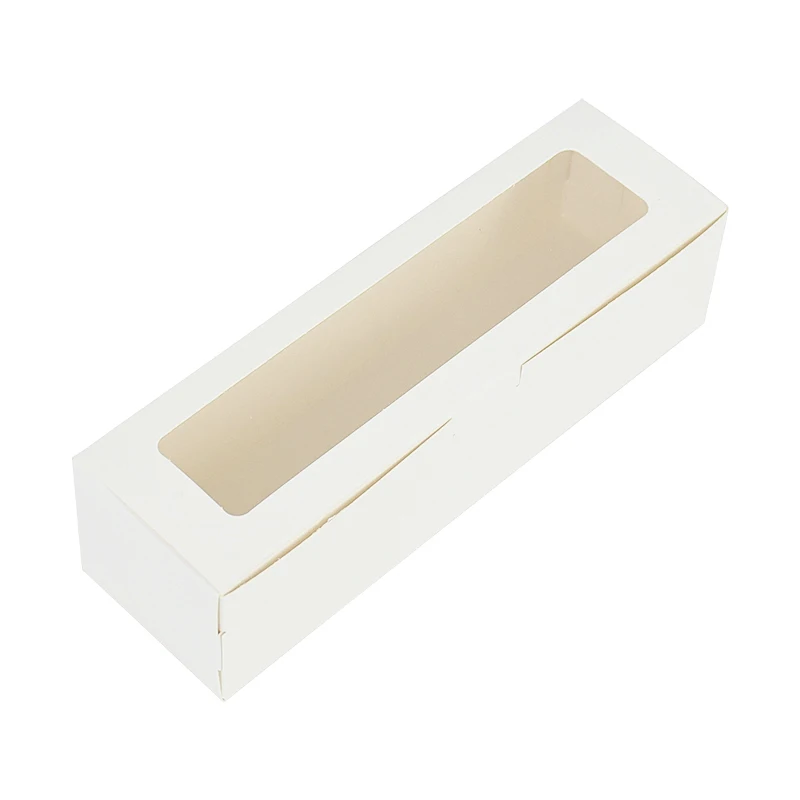 Boîte Cadeau Dessert 30 Boîtes à Macarons Avec Fenêtre - Emballage Pâtisserie 20.7x7.6x5.2cm - Blanc - Carton/PVC Emballage Pâtisserie Transparent