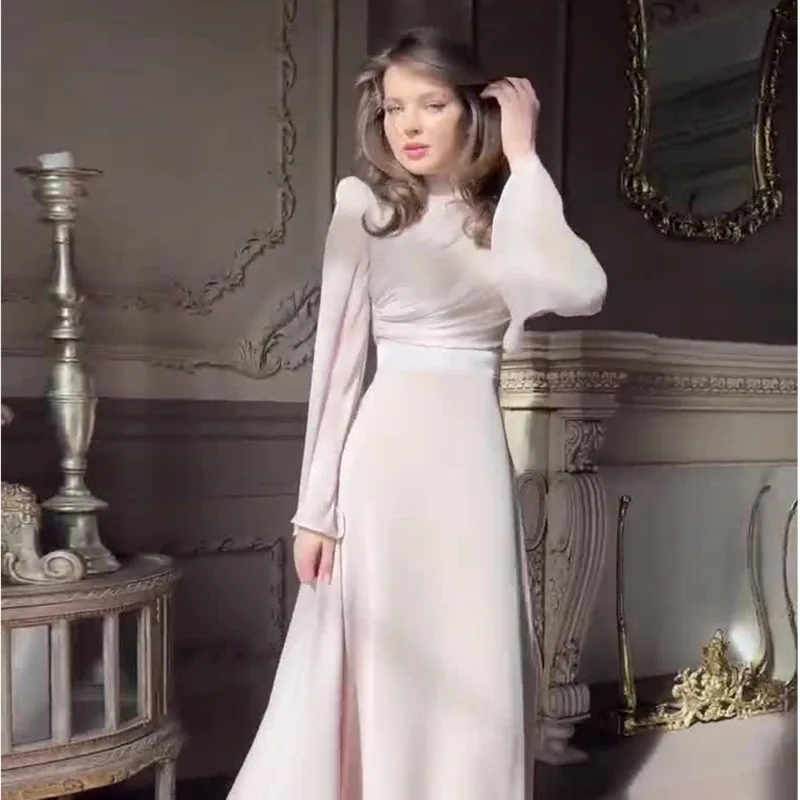 

Spring Summer 2024 New Long Sleeve Simple French Fairy Waist Dress