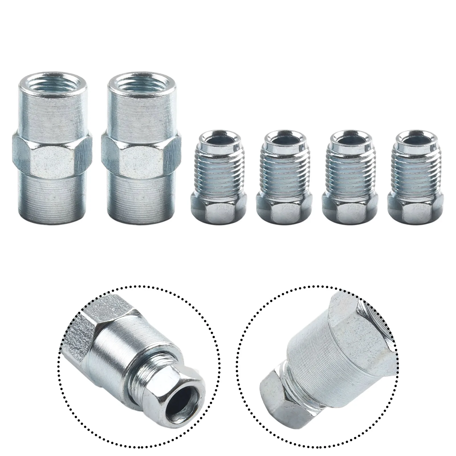 

6 Pcs Car Brake Pipe Joint Brake Cable Connector Kit Brake Pipe Way Female Connector For Bell Mouth Of 3/16 Pipe Accessories
