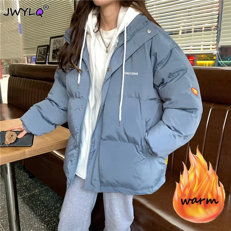 Winter Blue Puffer Jackets Women Overcoat Thick Cotton Designer Jacket 2022 Casual Hooded Bubble Coat Female Fluffy Jacket AliExpress