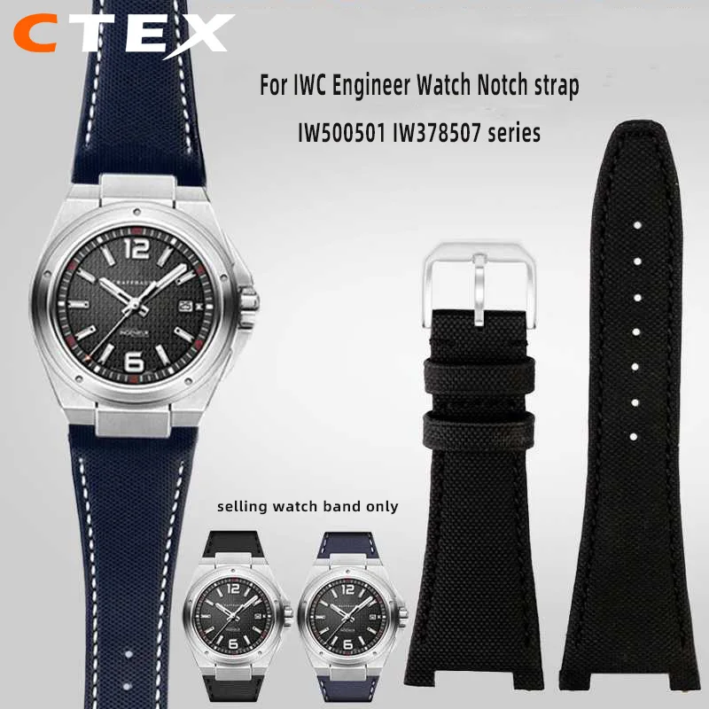 

28mm Watchband for IWC Engineer Watch Notch strap IW500501 IW378507 IW322703 series genuine leather nylon watch strap wristband