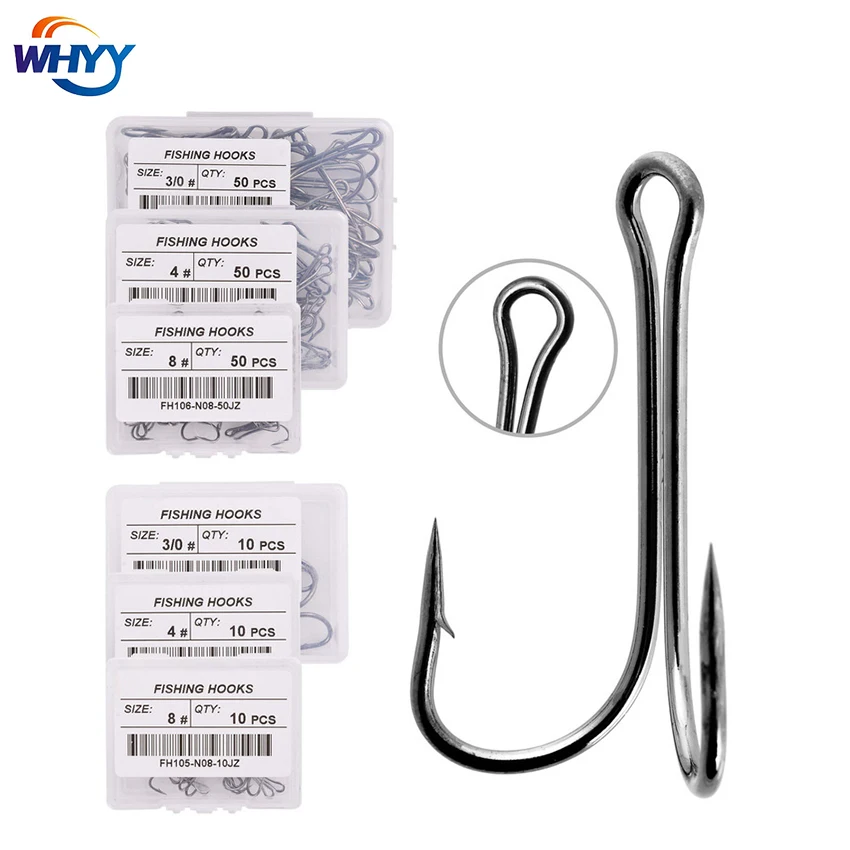 

10pcs/Box Long Shank Double Fishhooks High Carbon Steel Crank Barbed Frog Lure Fly Tying Duple Fishing Hooks Saltwater Pesca