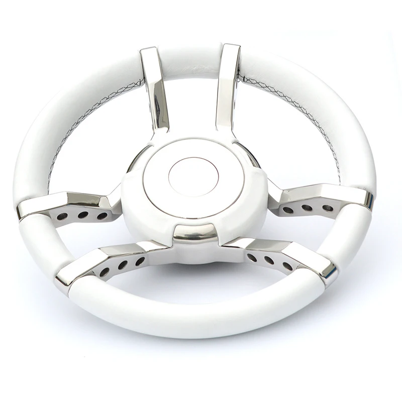 

Marine Hardware Boat Steering Wheel High Quality Stainless Steel Real Leather Steering Wheel