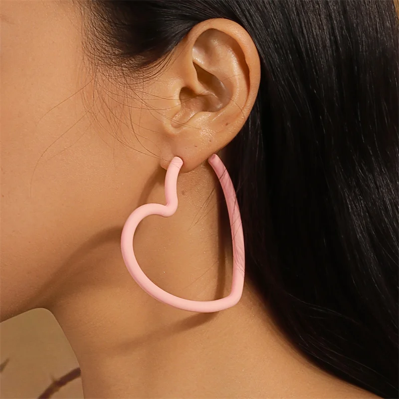 Aihua Mode Geometrische Persönlichkeit Neon Acryl Dreieck Hoop Ohrring Für Frauen Koreanische Hohl Stern Herz Ohrring Schmuck – Detail 12