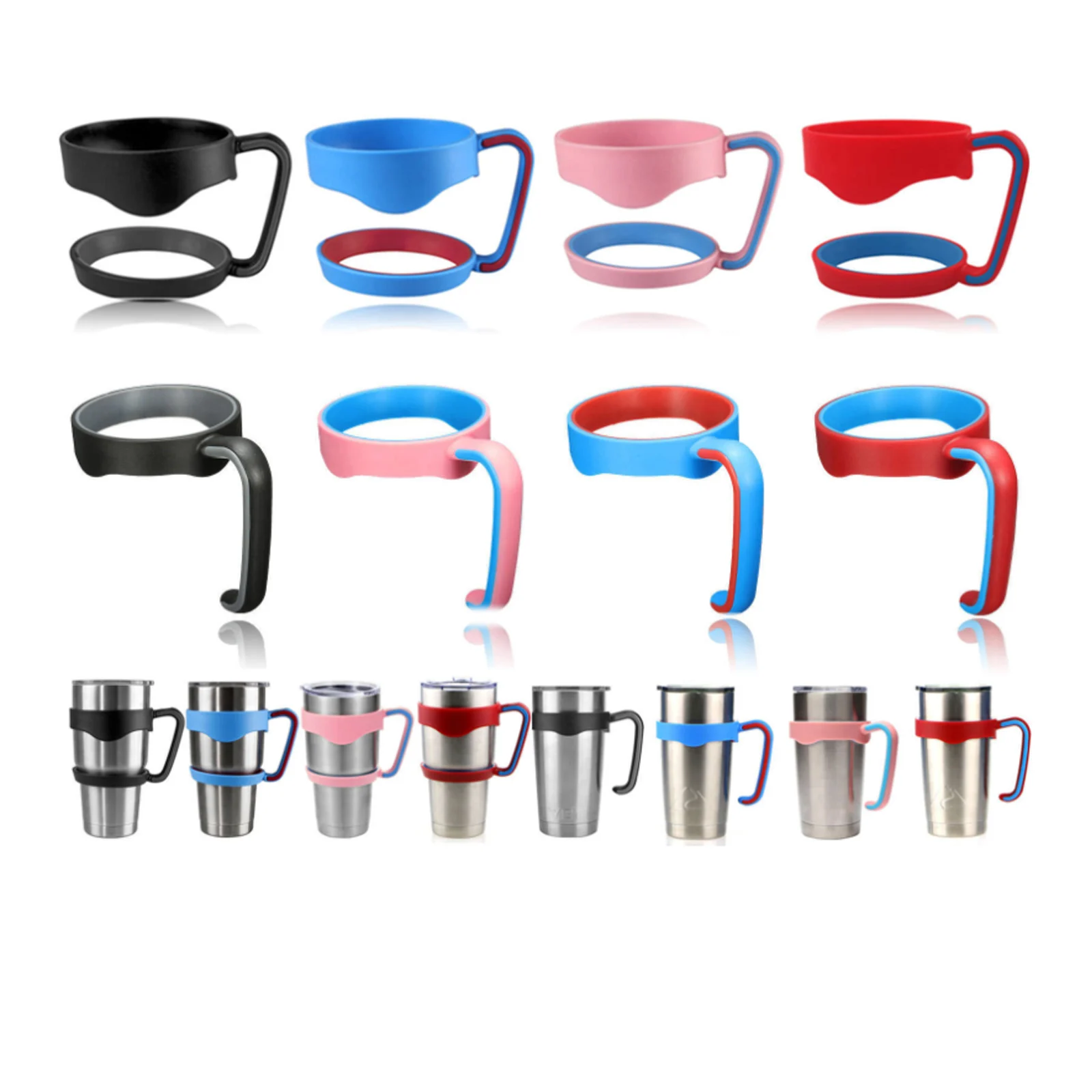 미끄럼 방지 핸들 텀블러 머그잔 여행 컵 홀더 플라스틱 핸들, 물병 절연 그립, 화상 방지 커피 텀블러, 20 Oz, 30Oz