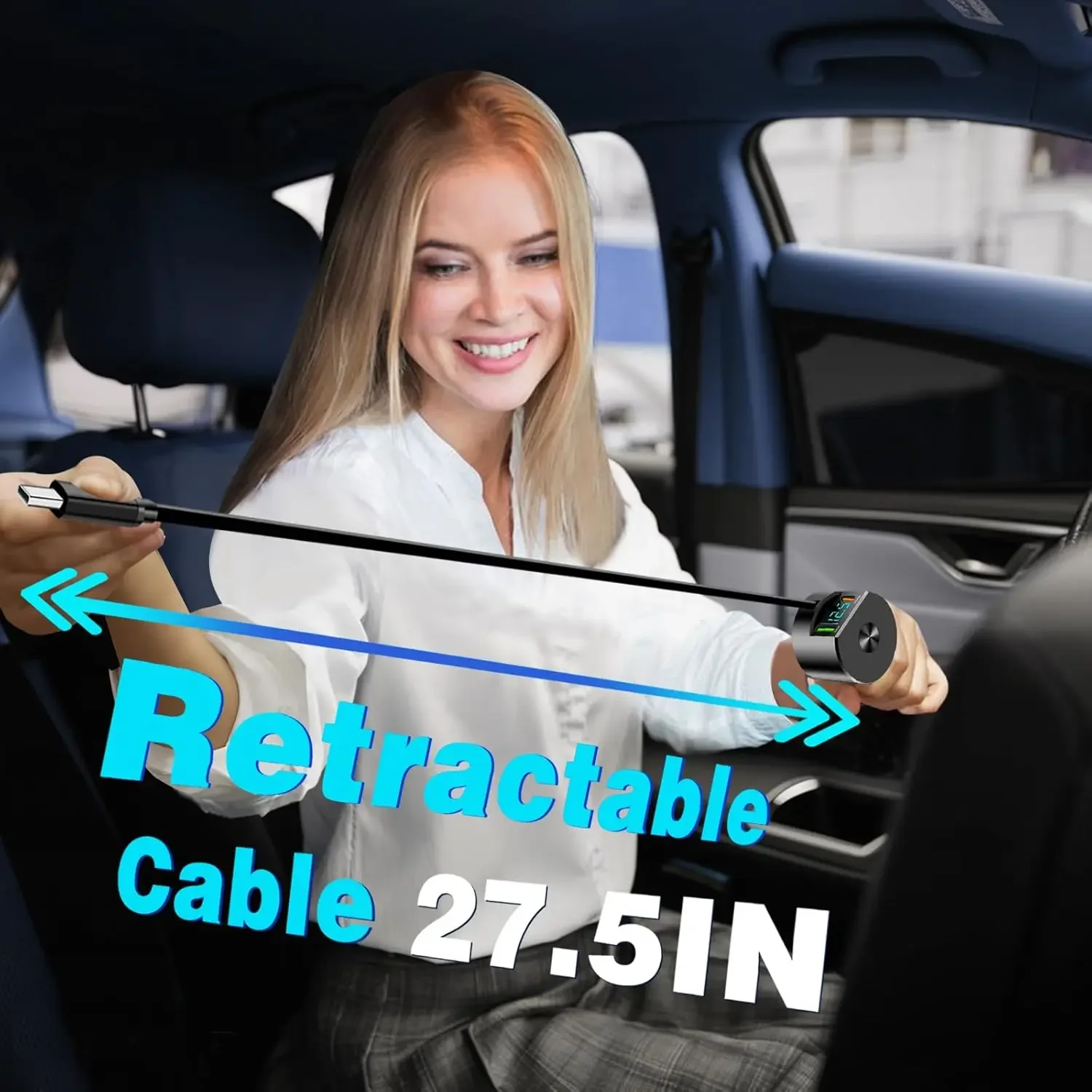Aluminum Car Charger with Dual Cables for Fast Charging