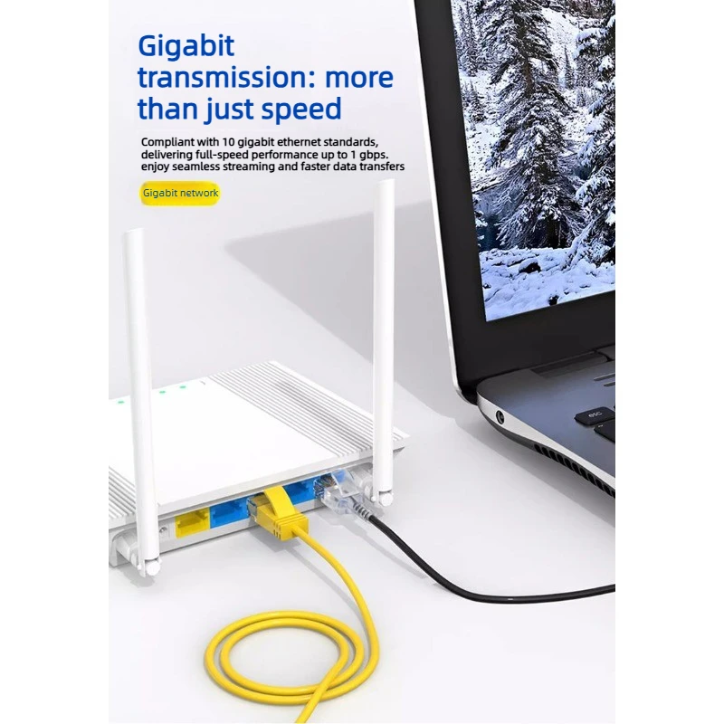 CAT6A 초미세 이더넷 케이블, 비차폐형 친환경 PVC 무산소 구리 1000Mbps 네트워크 케이블