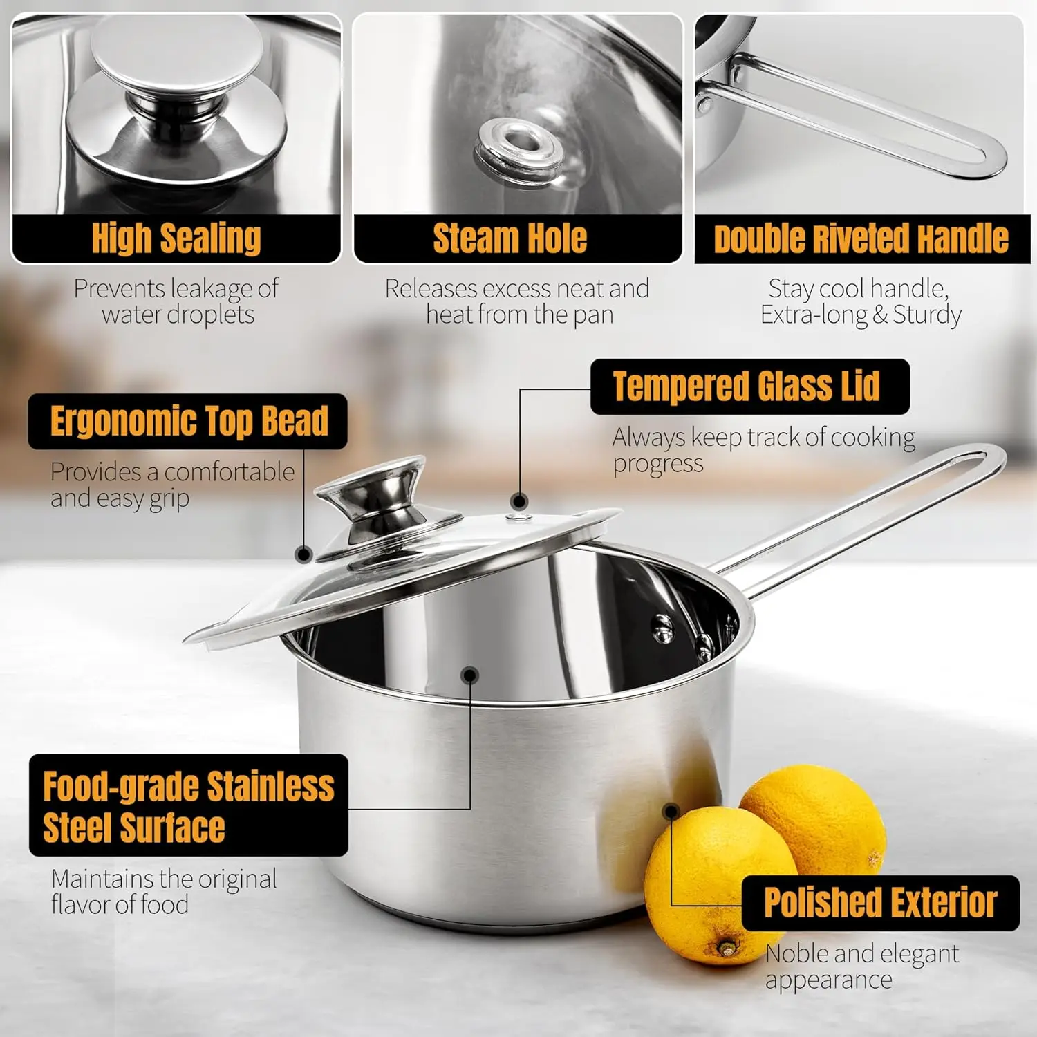 6-Piece Nonstick Stainless Steel Cookware Set 4