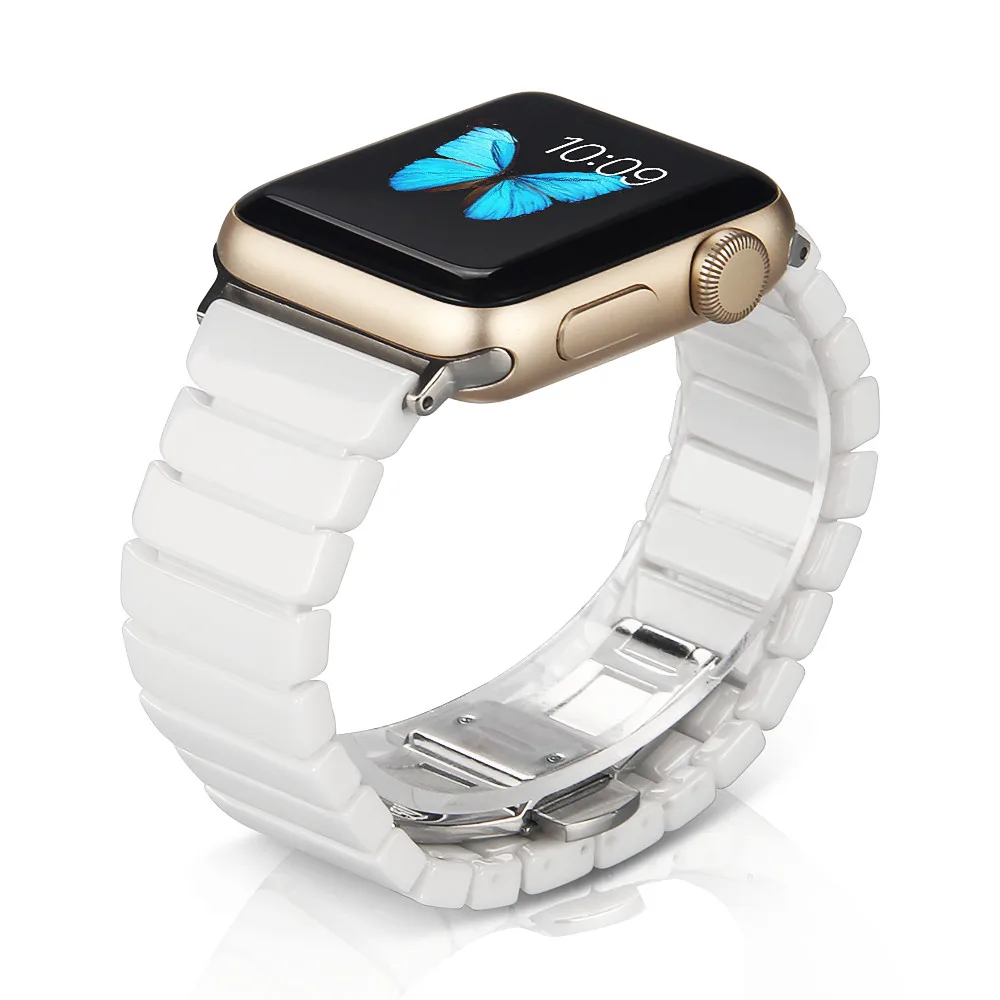 Ремешок керамический для Apple Watch Band 45 мм 41 металлический браслет iWatch 7 6 5 4 3 SE 44 42 40 38