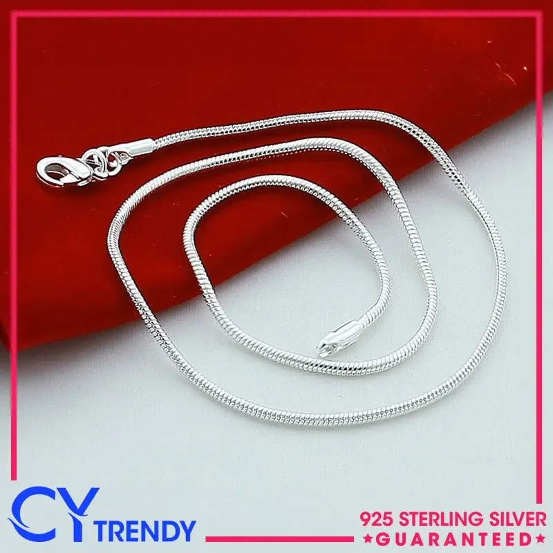 

CHUANGCHENG 925 Sterling Silver Snake Chain Necklace Women Party Fashion Jewelry Accessories
