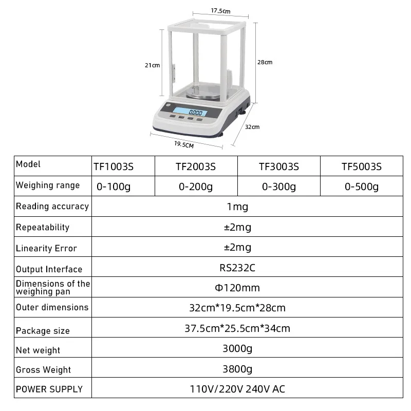 Lab Precision Analytical Balance Double-screen Display Precision Scale Jewelry D