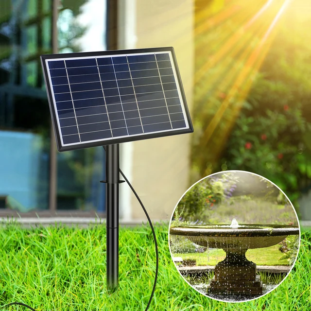 Új 10W 8 V -Os Színű Led -Es Lámpák Napenergia Szökőkút Szivattyú 12 Fúvókával, -Szivattyúval A Madárfürdő -Tó Kertjéhez És Szökőkúthoz - Image 2