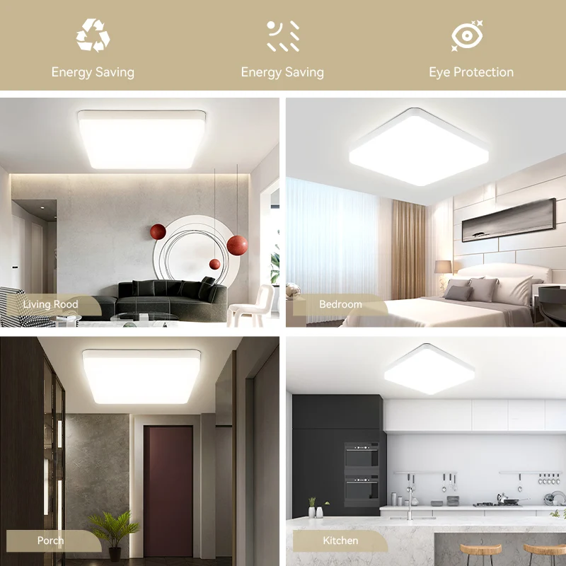 Square Ceiling Lamp Led Panel Lights 110V for living room Bedroom Lighting Neutral Cold Warm White 20W 30W 40W 50W Ceiling Light 2