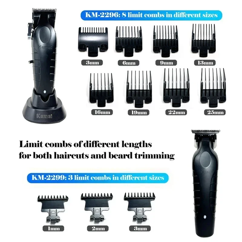 Kemei 2296 Barber Cordless Hair Trimmer 0mm Zero Gapped Carving Clipper Detailer Professional Electric KM-2299 Cutting Machine