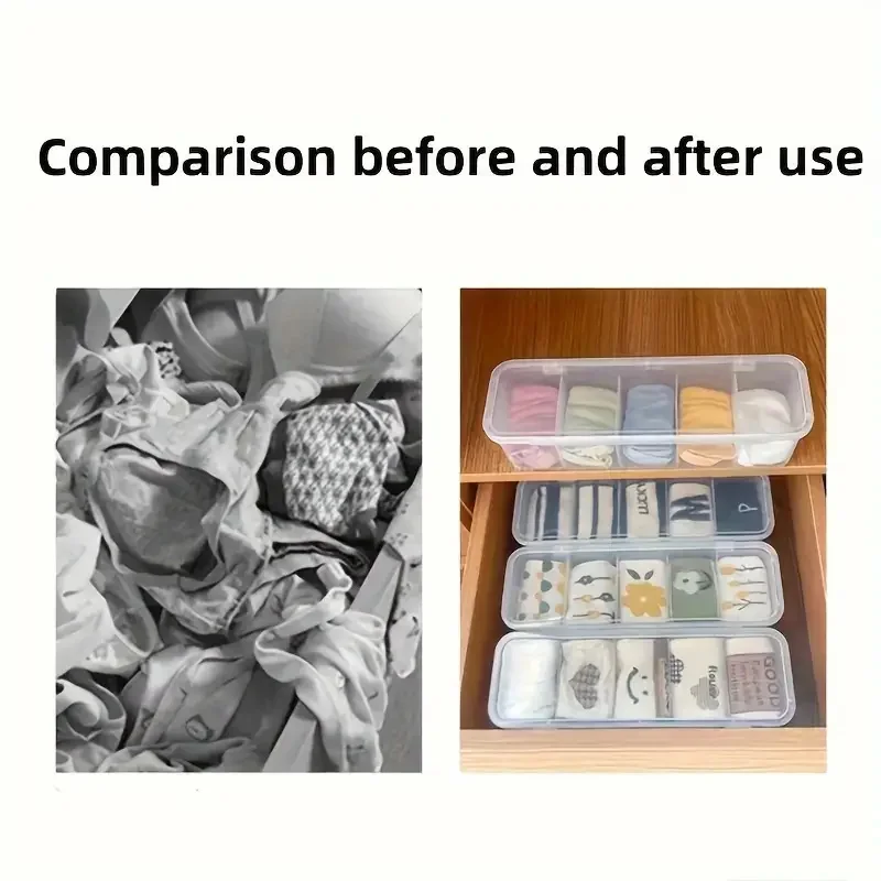 Large Capacity Transparent Storage Box with 5 Compartments Plastic Storage Box for Cables Batteries Clear Separation Organizer 5