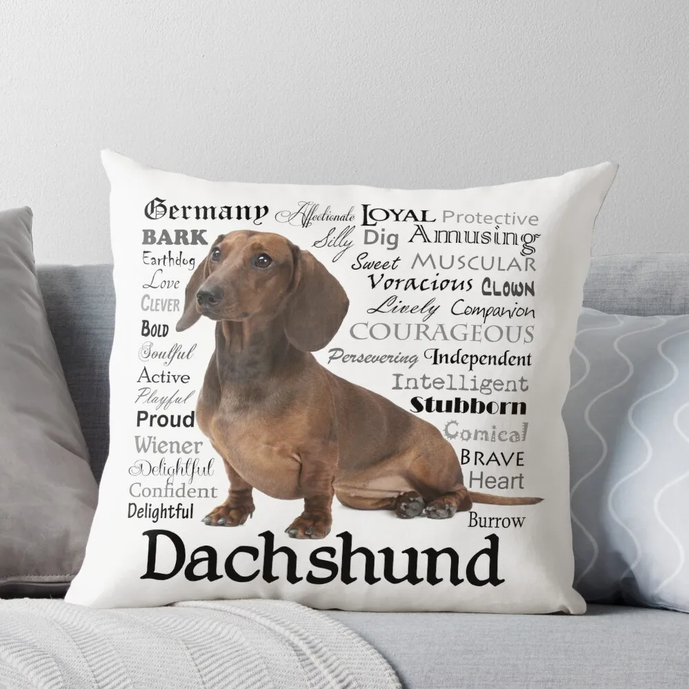 

Dachshund Traits Throw Pillow Plaid Sofa Pillow Case Christmas