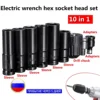 10pcs Set Electric Impact Wrench Hexs Socket Head Kit Drill Chuck Drive Adapter SET for Electric Drill Wrench Screwdrivers 2