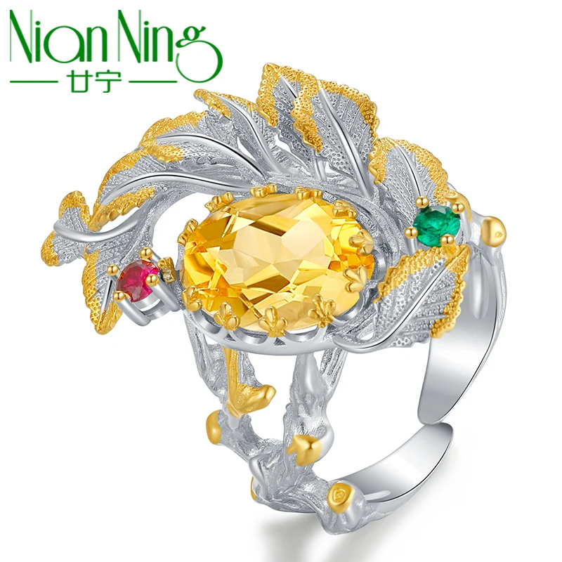 

HEPIDEM кольцо из серебра 100% пробы, с цитрином, 2022