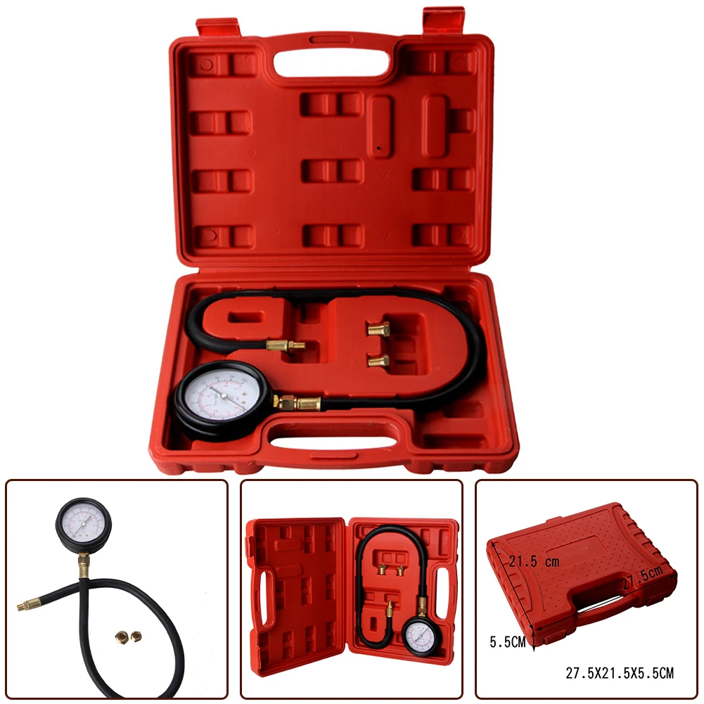 

1PCS Pressure Test Gauge 0-100psi/0-0.7 Bar Engine Diagnostic Test Kit Adapters Case For Multiple Vehicles Plug Types/depths