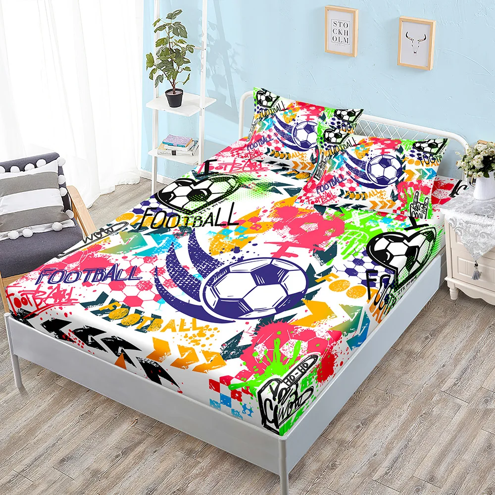 Football Bed Mattress Cover Sheet Single 3d Sheet Set With Fitted