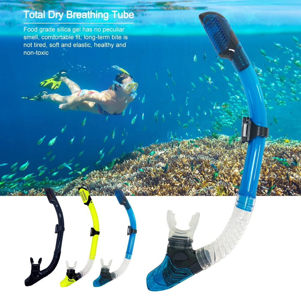 Diving Snorkel Silicone Full Dry Breathing Tube Swimming Mouthpiece Tube Underwater Diving Air Hose Snorkeling Gear for Adults