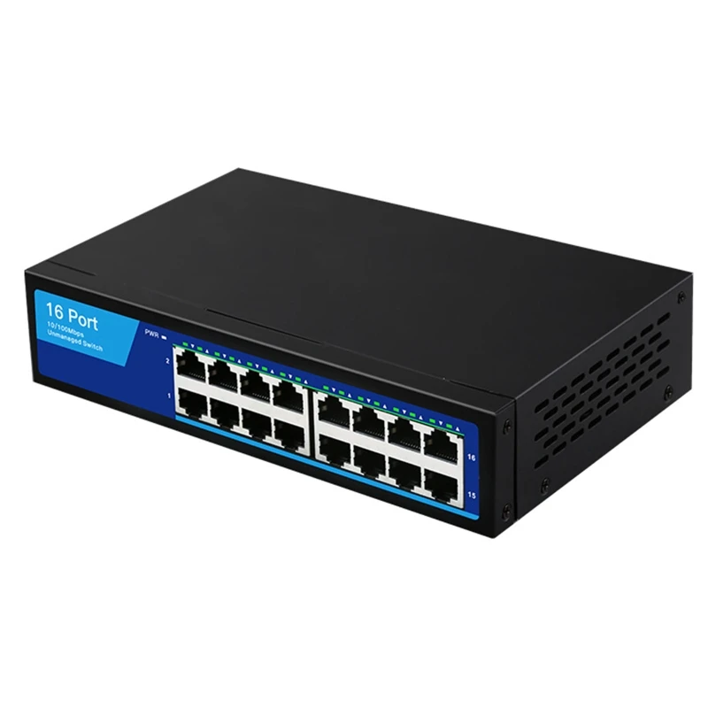 

High Quality 16 Ports Ethernet Switch 10/100Mbps Fast Network LAN RJ45 Wlan Hub Desktop PC Switcher Box Unmanaged