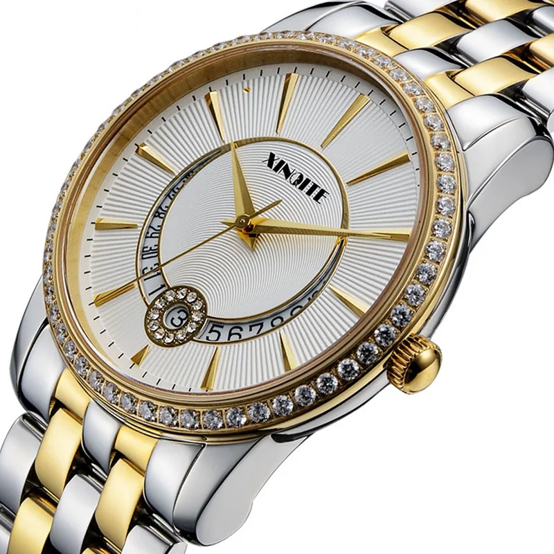Luxury Diamend 40MM Men Automatic Mechanical Watch Stainless Steel Two Tone Male Wristwatch 3PIN